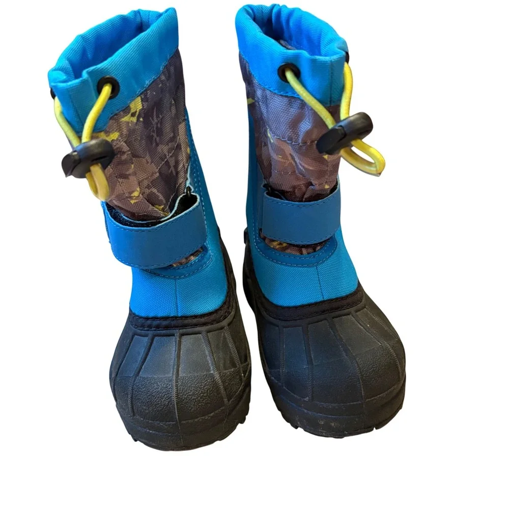 Columbia Kids Waterproof Winter Snow‎ Boots Size 8 Blue Camo Youth